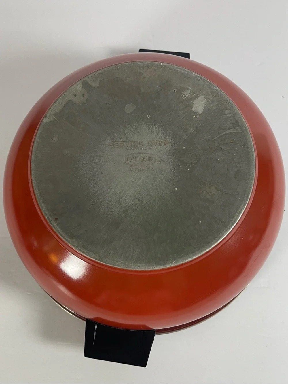 Vintage West Bend Red Aluminum Bun Warmer Serving Oven Bread Warmer No Basket